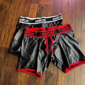 Outtox Maskulo Black and Red Boxer Briefs Leather-look 2XL